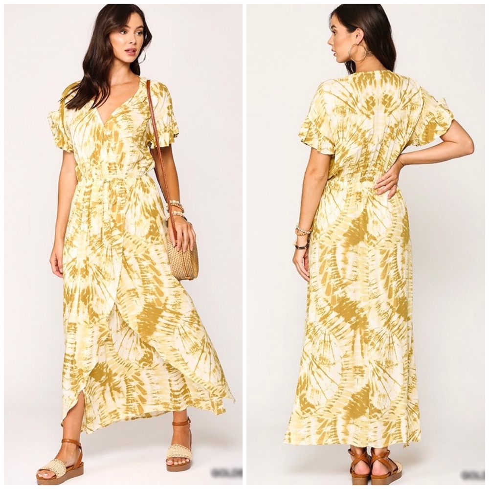GIGIO Boho Chic Coral Color Tie-Dye Maxi Dress - Picture 4 of 5